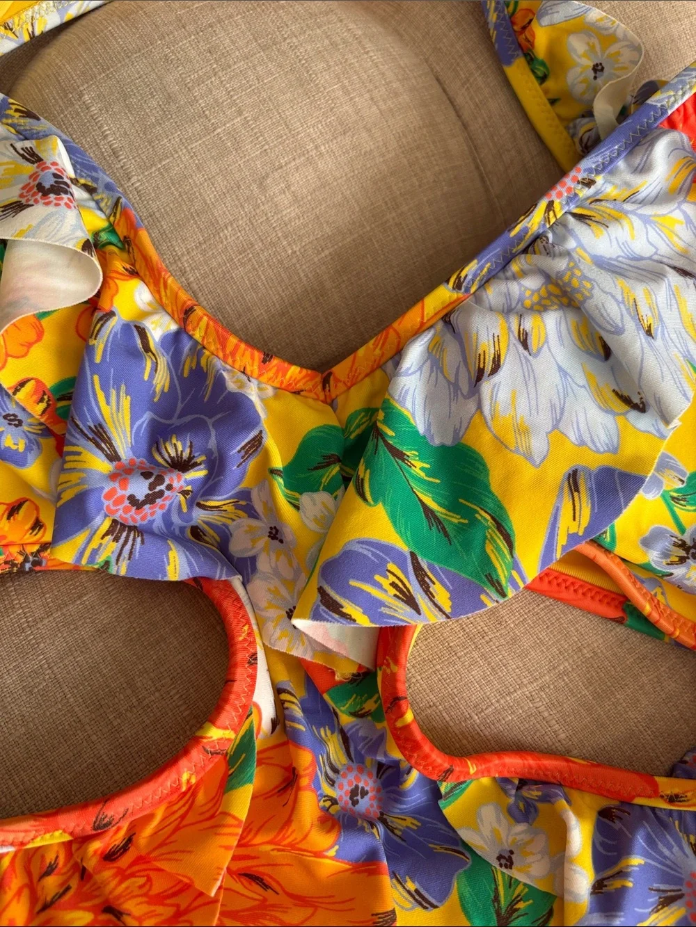 aerie Yellow Floral One-Piece Swimsuit